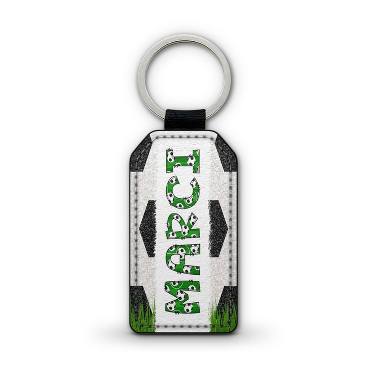 Focis fehér prémium bőr kulcstartó Marci