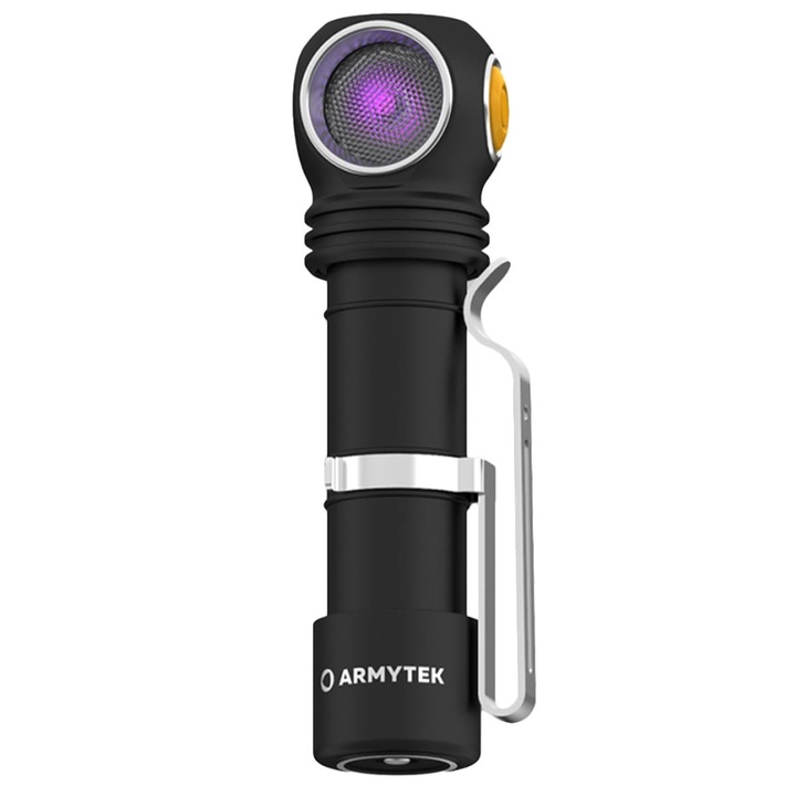 Челник Armytek Wizard C2 WUV, бял и UV LED, 1100 лумена, водоустойчивост IP68, черен, комплект