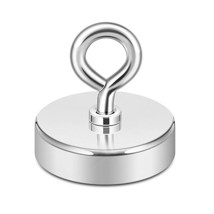 Magnet oala D42mm carlig inelar neodim puternic F48 forta 85 kg, JENUOS®, fishing apa fantani lacuri