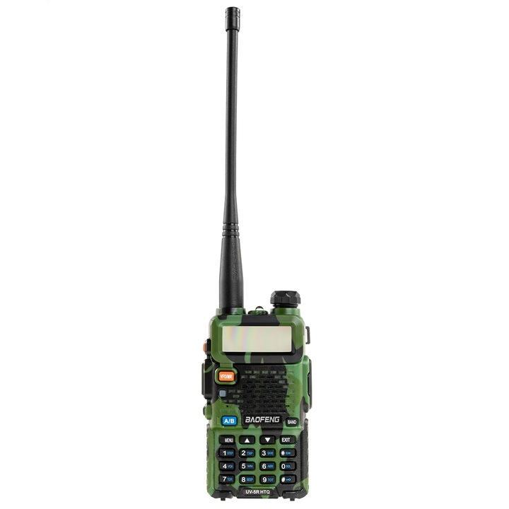 Radiotelefon, Baofeng, UV-5R HTQ, Dual-Band, Baterie 1800mAh, Rezistent la intemperii, Camuflaj, 110x58x32mm