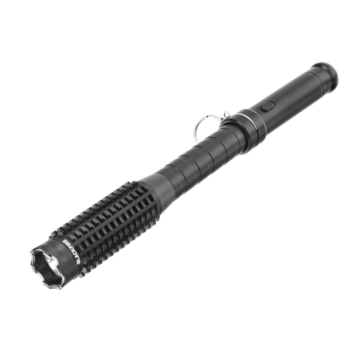 Baston cu electrosoc si lanterna integrata, Blackfire, Aluminiu, 10 mA, 370 x 35 mm, Negru