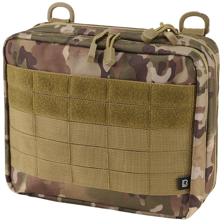 Husa tactica mare compatibila cu sistemul de montare MOLLE / PALS, Brandit, Poliester, 23 x 20 x 8 cm, Camuflaj