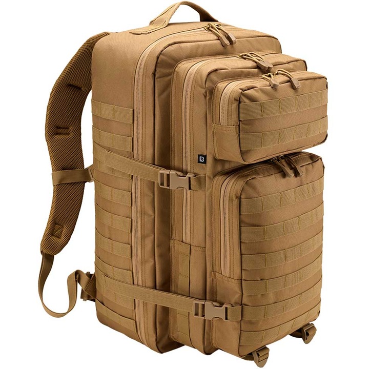 Rucsac tactic, Brandit, Poliester, 65 L, Compatibil sistem MOLLE / PALS, 4 compartimente, 58 x 34 x 34 cm, Camel