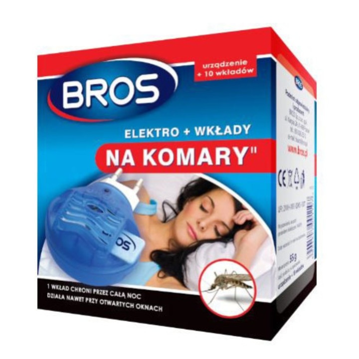 Electrofumigator cu 10 cartuse pentru tantari, Bros, 230V, Alb