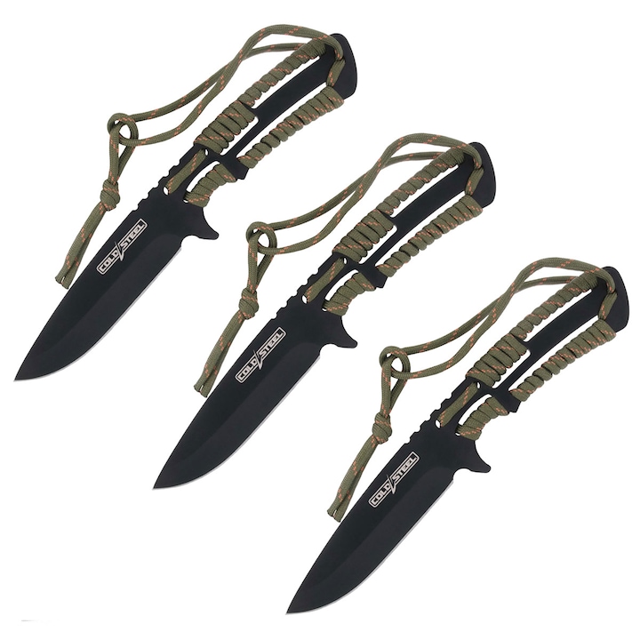 Set 3 cutite pentru aruncare, Cold Steel, Inox, 101 mm, 114 g, Negru