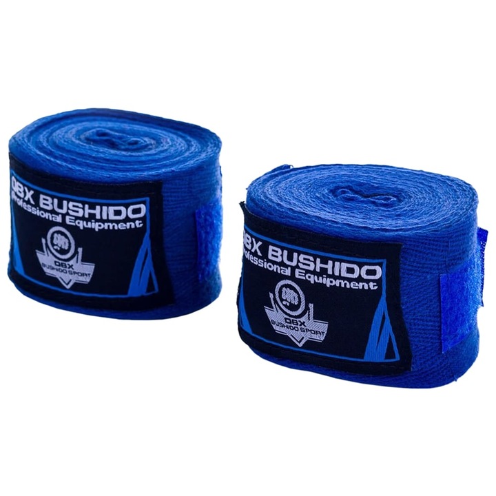 Set bandaje incheietura pentru box DBX Bushido, 2 x 4 m, Albastru