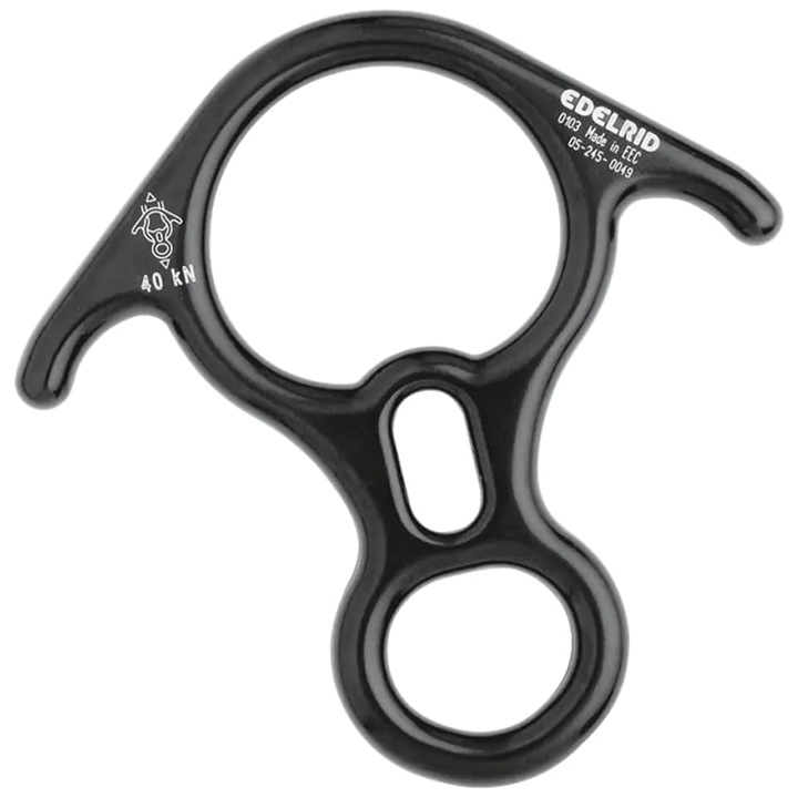 Dispozitiv coborare, Edelrid, Aluminiu, Negru