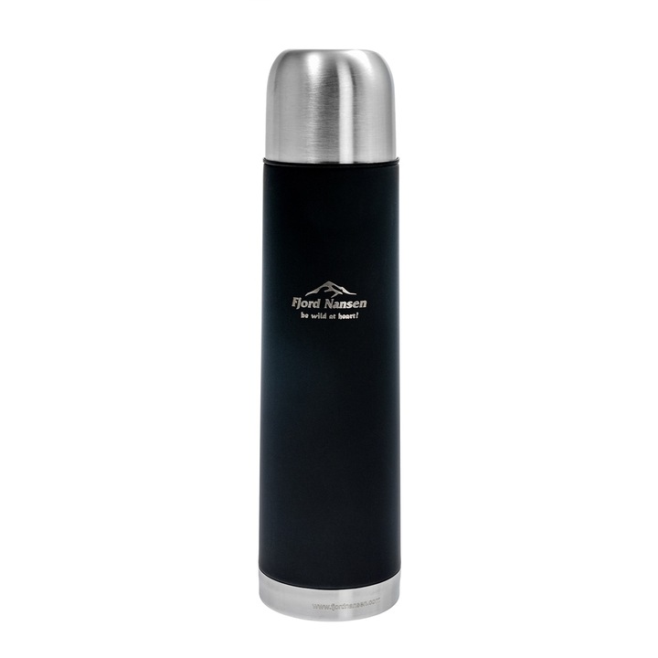 Termos cu capac, Fjord Nansen, Inox, 0.7l, Izolare termica, Negru