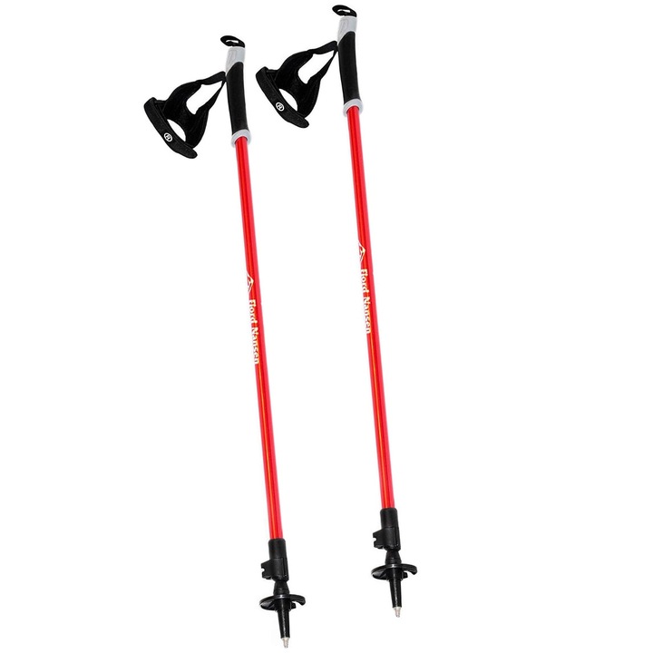 2 túrabotos készlet Nordic Pro II, Fjord Nansen, alumínium, 2 szegmens, 147 cm, piros/fekete