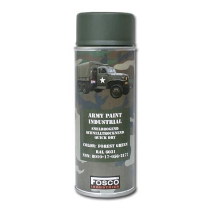 Vopsea Camuflaj FOSCO, Forest Green RAL 6031, Mata, Rezistenta la Temperatura, 400ml