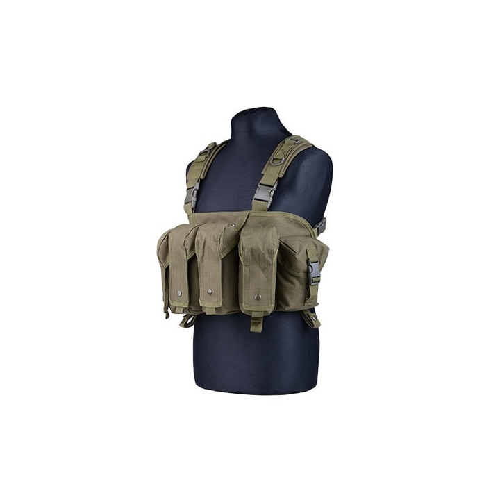 Vesta sport barbati, GFC Tactical, nailon, 8 buzunare, verde, 460g