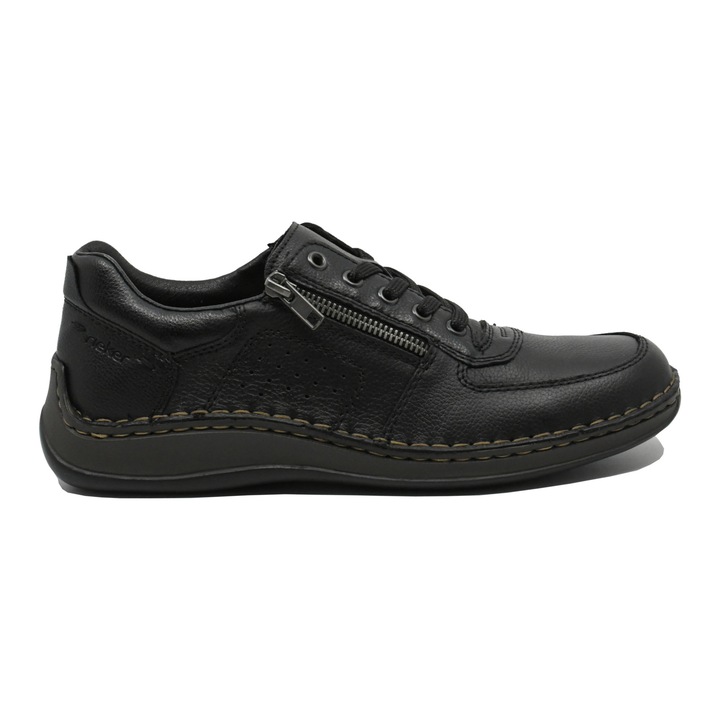 Pantofi comozi Rieker negri din piele naturala granulata RIK0228-00, Negru