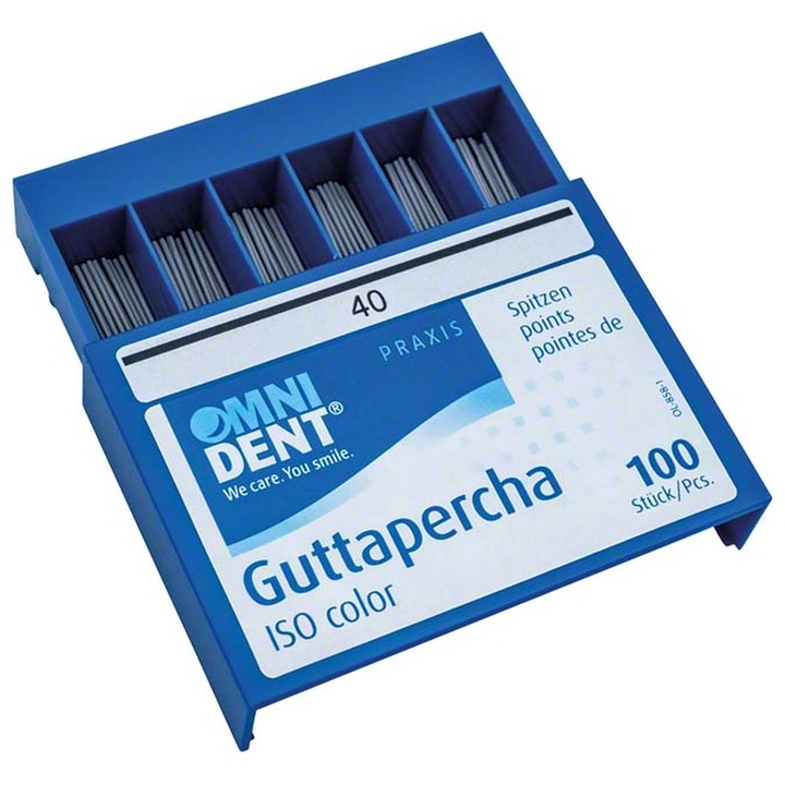 Guttapercha kúp fogászati gyökérkezelésekhez, 40-es méret, 100 db