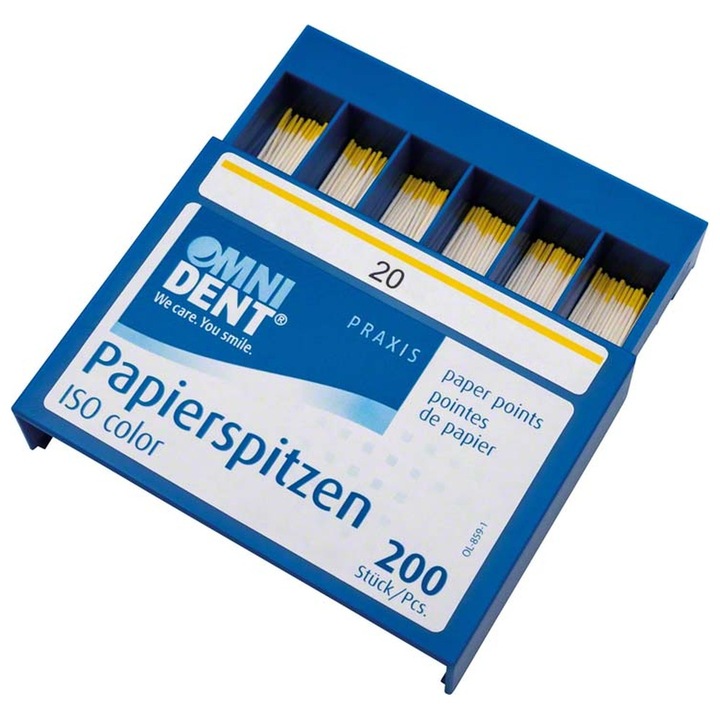 Papírkúpok fogászati gyökérkezelésekhez, 20-as méret, 200 db