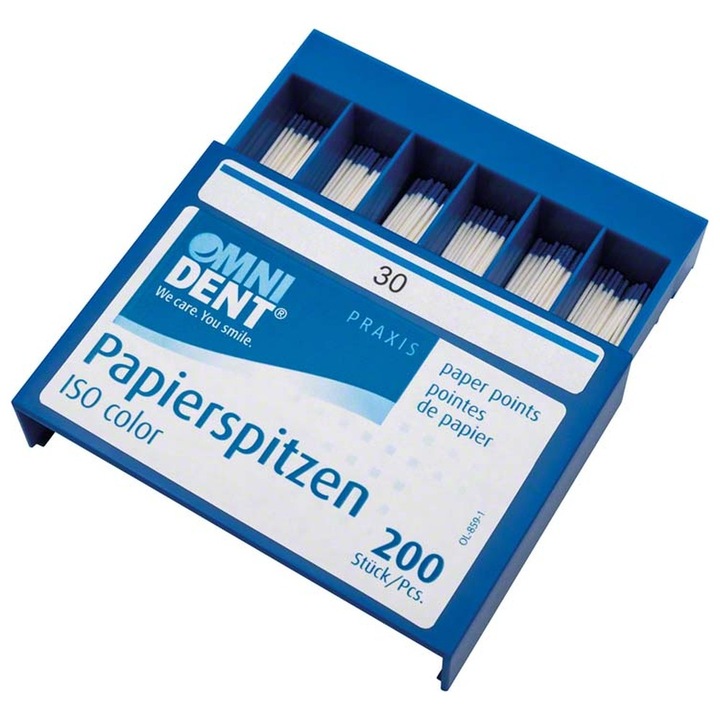 Papírkúpok fogászati gyökérkezelésekhez, 30-as méret, 200 db