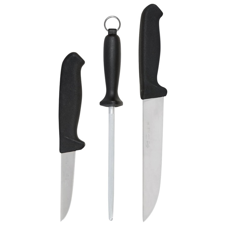 Mora késkészlet élezővel, rozsdamentes acél, 2 db, 146x235mm és 182x320mm, bükkfa
