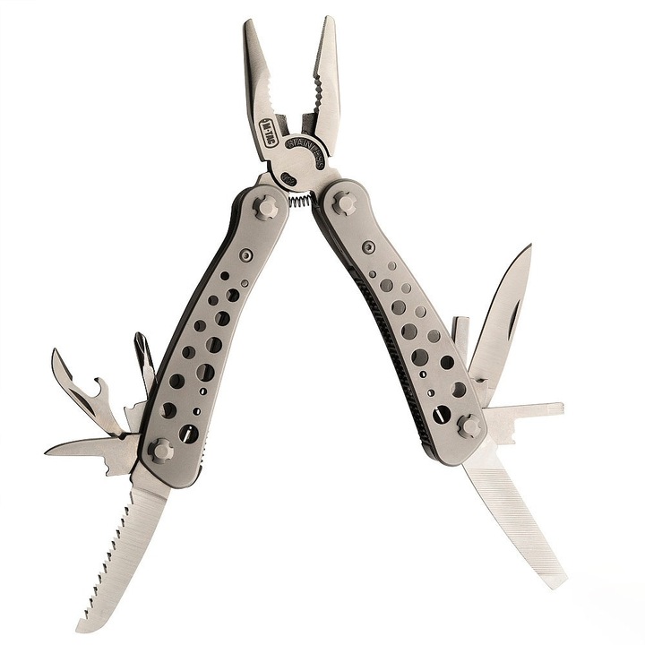 Multitool M-Tac, otel inoxidabil 440C, cu teaca nylon, gri, 105mm