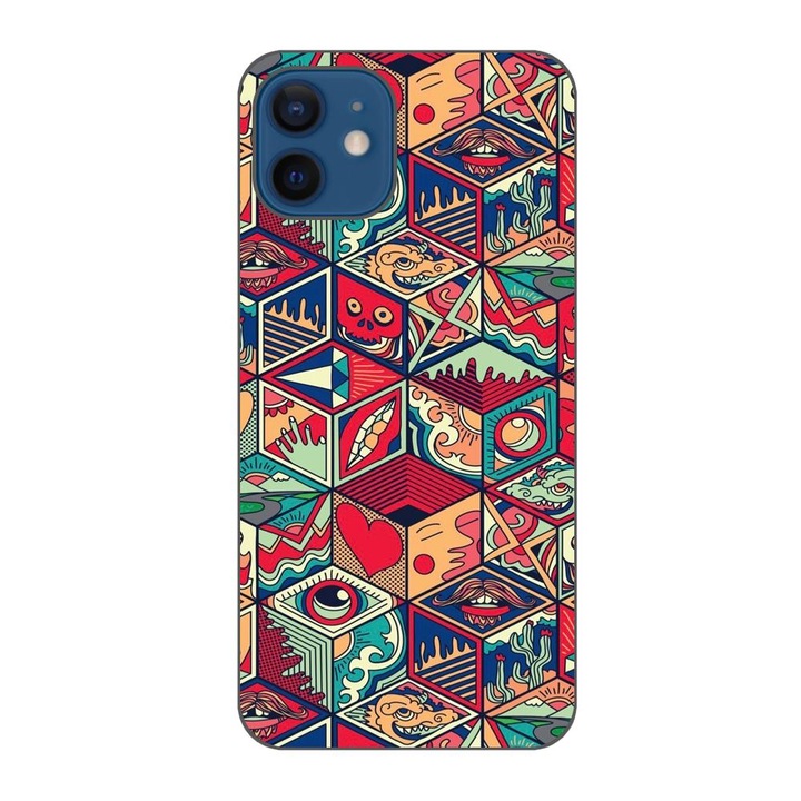 Husa compatibila cu Apple iPhone 12 Silicon Gel Tpu Model Pop Art Geometric