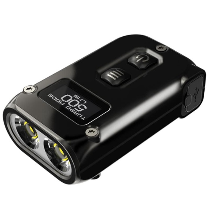 Фенер Nitecore TINI2, 500 лумена, IP54 водоустойчив, черен, 46.6x25x12.5mm