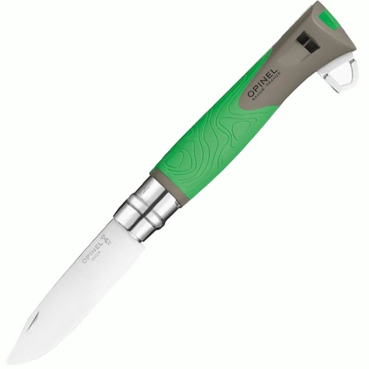 Briceag pliabil Opinel Explore No.12, Sandvik 12C27, maner plastic, blocare Viroblock, verde, 100mm