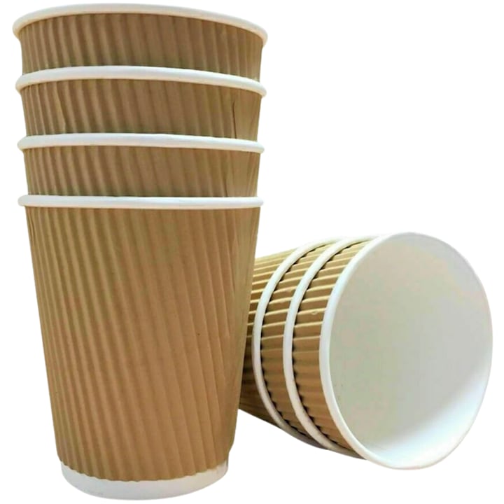 Комплект от 25 екологични чаши от велпапе, 200 ml, 100% биоразградими, компостируеми, устойчиви, за еднократна употреба, идеални за напитки като сок, кафе, вода, кафяви и бели