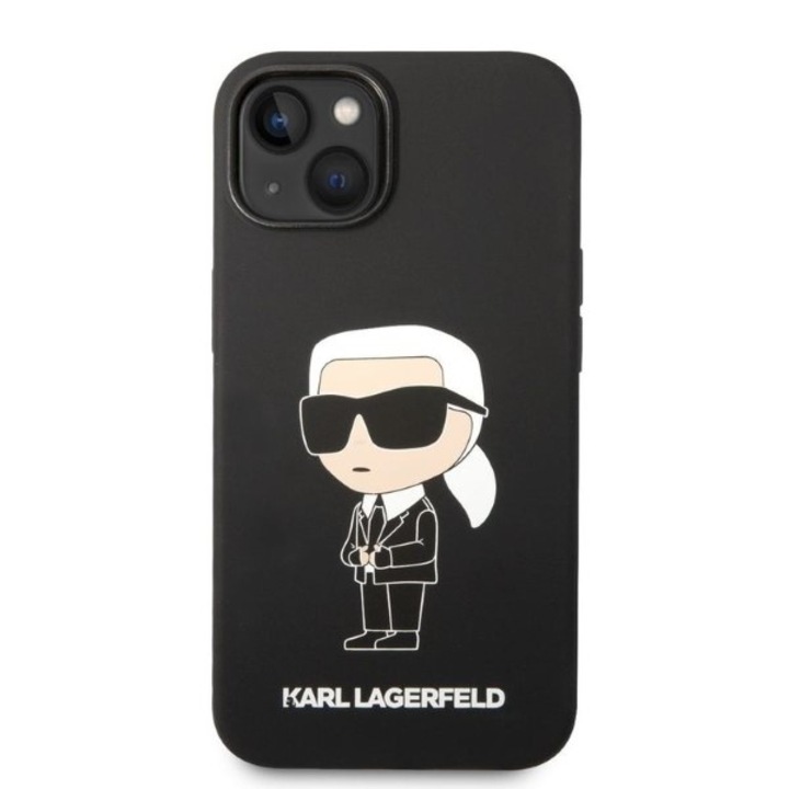 Кейс за iPhone 14 Plus / 15 Plus Karl Lagerfeld силиконов иконик черен