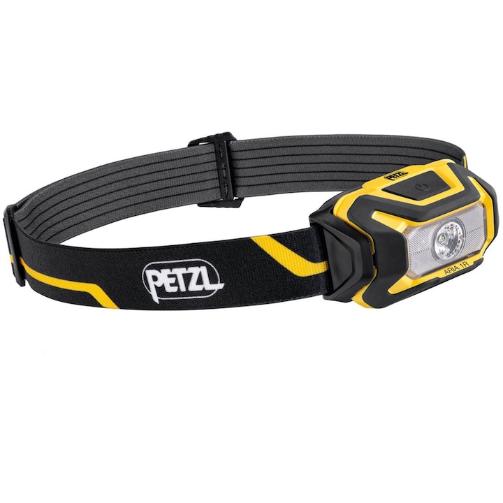 Челник, Petzl Aria 1R, 450 лумена, IP67, черен/жълт, 58.5x42x33.5mm