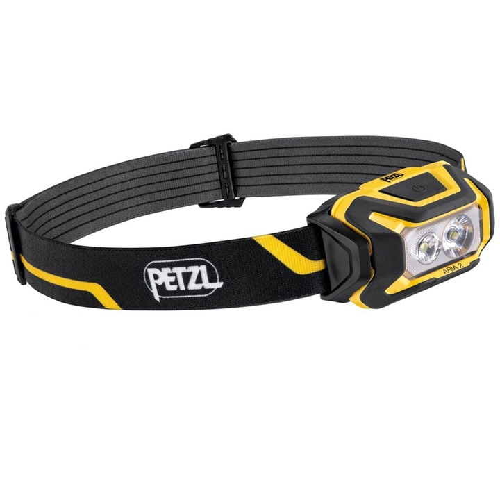 Челник Petzl Aria 2, 450 лумена, водоустойчивост IP67, черен/жълт, 58.5x42x33.5mm