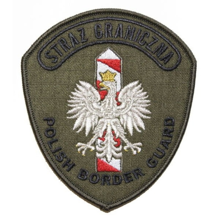 Ecuson Sortmund "Polish Border Guard", broderie computerizata, oliv, 11x9cm