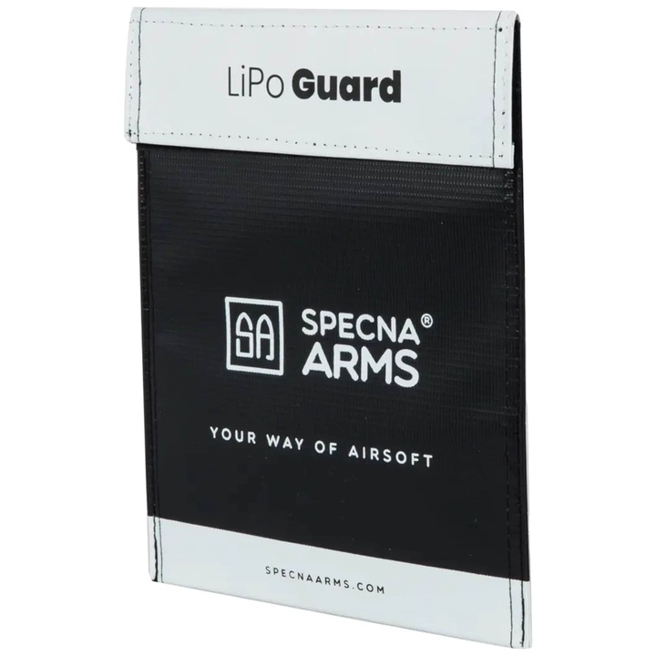 Geanta de protectie, Specna Arms, Pentru baterie Li-Po, Negru/Alb