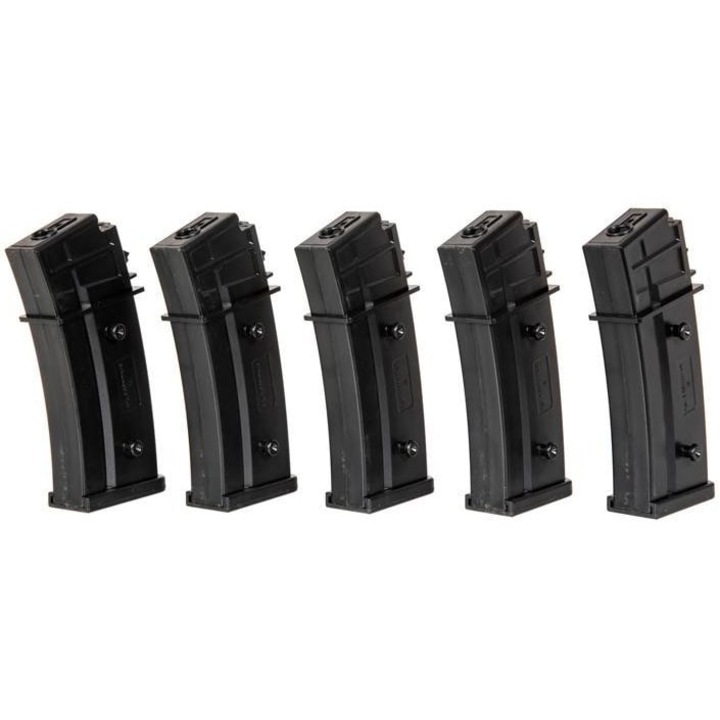 Set de 5x toc, Specna Arms pentru replici G36, capacitate 120 bile, plastic, negru