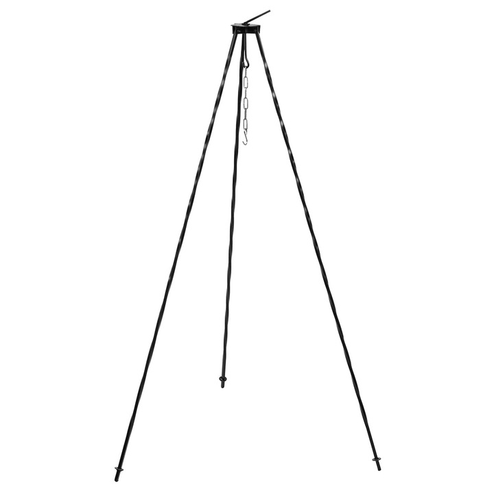 Suport pliabil pentru gatit, Tragar, inox, cu lant si carlig, 120 cm, negru