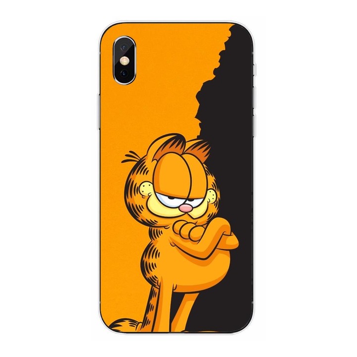 Кейс, съвместим с Apple iPhone XS Silicon Gel Tpu Модел Garfield Black and Orange