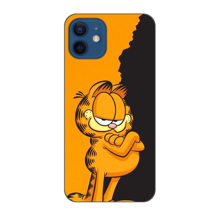 Кейс, съвместим с Apple iPhone 12 Silicon Gel Tpu Модел Garfield Black and Orange