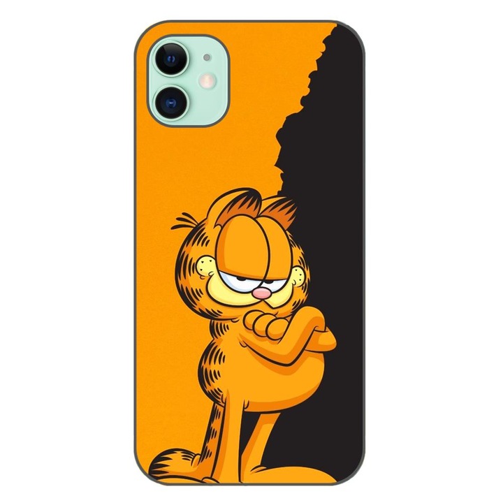 Кейс, съвместим с Apple iPhone 11 Silicon Gel Tpu Модел Garfield Black and Orange
