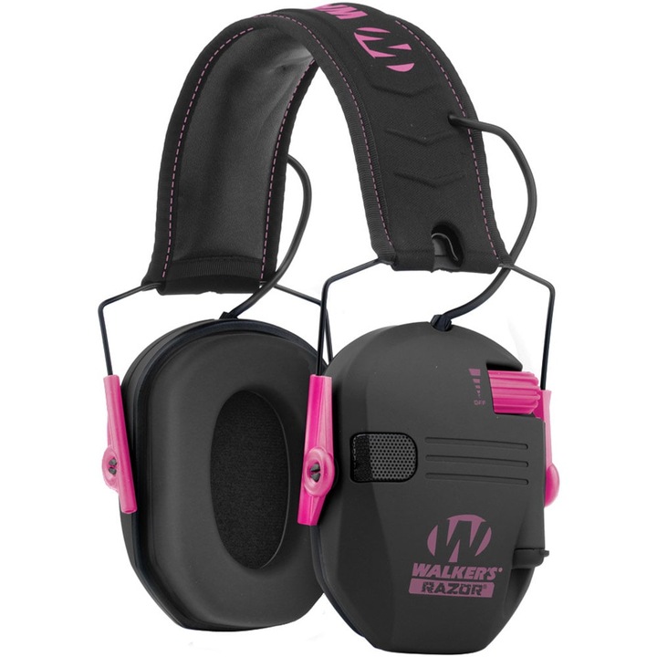 Casti de protectie, Walker's Razor Slim, Atenuare 23dB, Pliabile, Roz