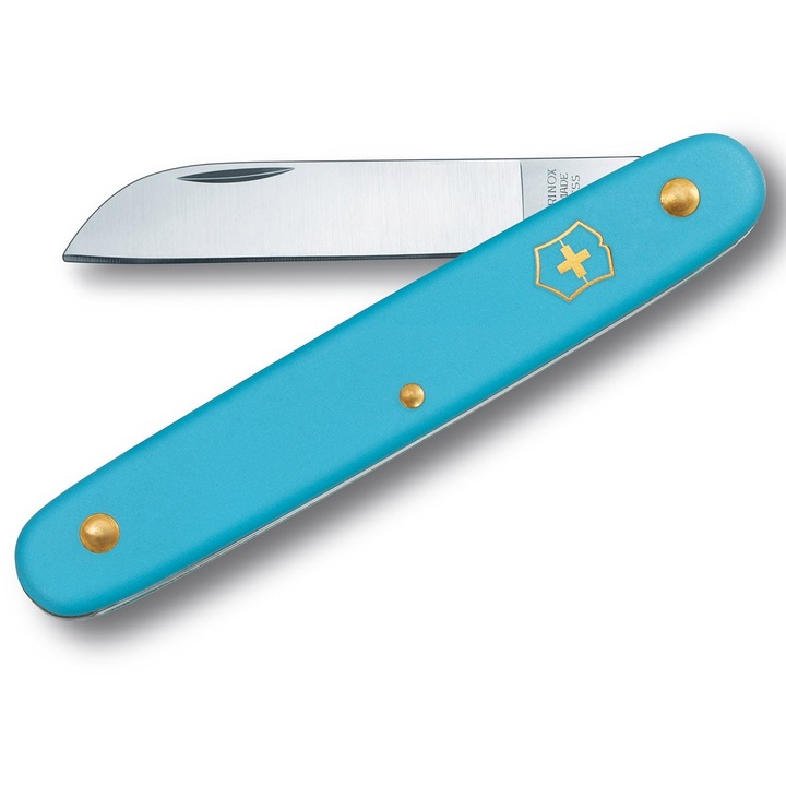 Victorinox kerti kés, rozsdamentes acél penge, nylon nyél, kék, 95x55x14mm
