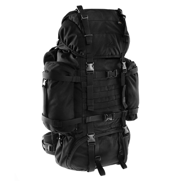 Rucsac militar-supravietuire Wisport Reindeer, capacitate 75L, sistem de prindere MOLLE, negru, 65x36x32cm
