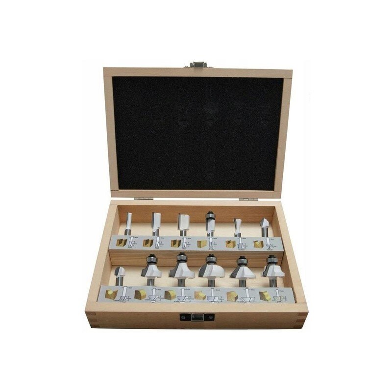 Makita - Set 12 freze pentru lemn, coada cilindrica 6mm [D-57065