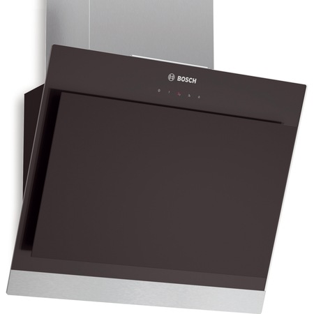 Hota incorporabila decorativa Bosch DWK06G660, Design inclinat, Putere de absorbtie 690 mc/h, 1 Motor, 60 cm, Sticla Neagra