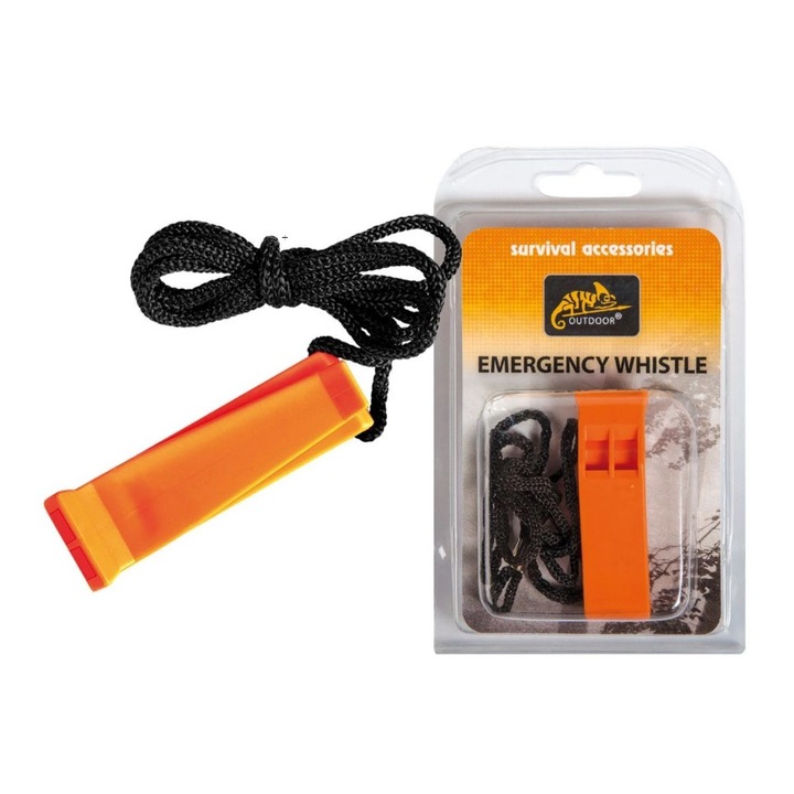 Fluier de urgenta, Helikon-Tex, Polipropilena, 12 g, Portocaliu/Negru