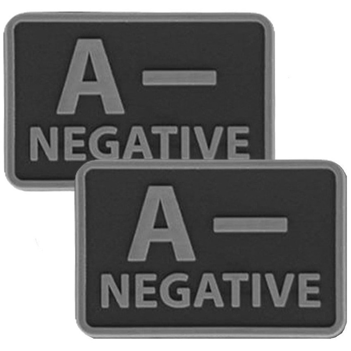 Set 2 ecusoane grup sanguin Helikon-tex, PVC, negru, 38 x 25 mm