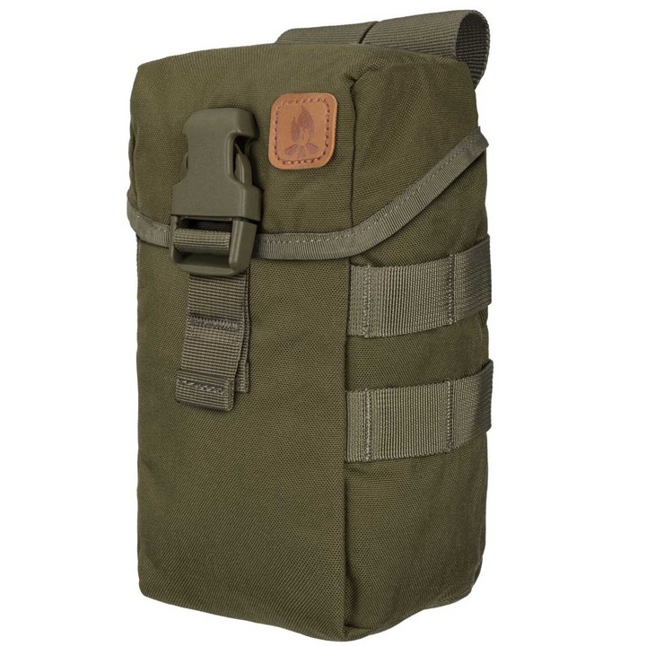 Buzunar pentru sticla de apa Helikon-Tex, nylon rezistent, sistem de prindere MOLLE/PALS, verde oliv, 24x10x8cm
