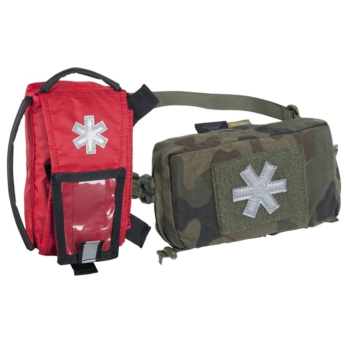Trusa de prim ajutor individuala Helikon-Tex, Modular, material 500D Cordura, camuflaj PL Woodland wz.93, 185x115x65mm