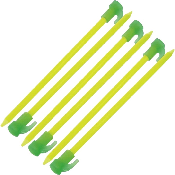 Set de 6 cuie cort, Highlander, fluorescente, fibra de sticla, 20 cm