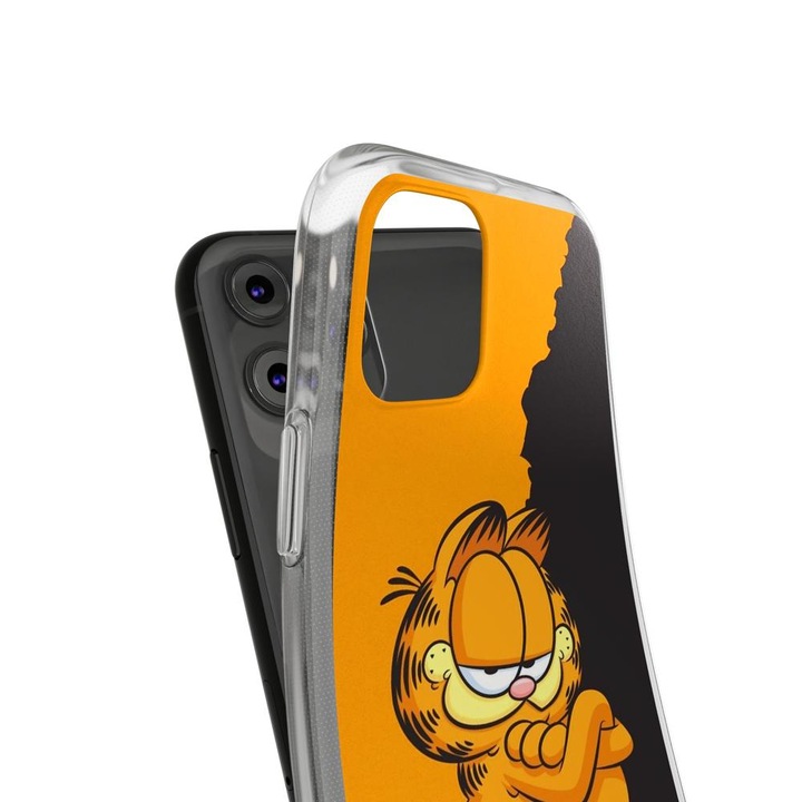 Кейс, съвместим с Apple iPhone 11 Pro Max Silicon Gel Tpu Модел Garfield Black and Orange