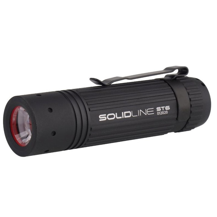 Фенер Solidline ST6, Ledlenser, Алуминий, 320 лумена, IP54 водоустойчивост, 115 mm, Черен