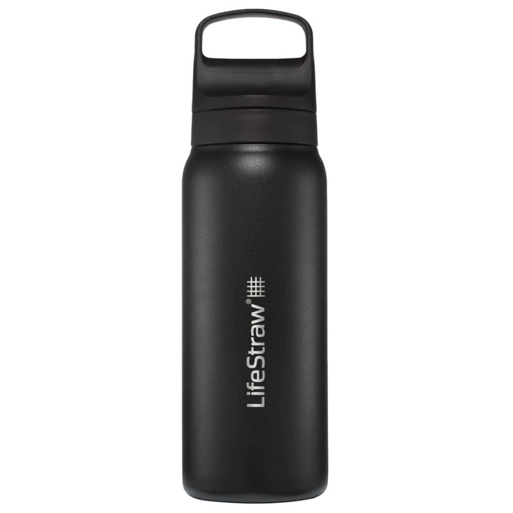 Sticla termoizolanta, LifeStraw, 700ml, inox, 28x8.8 cm, Negru