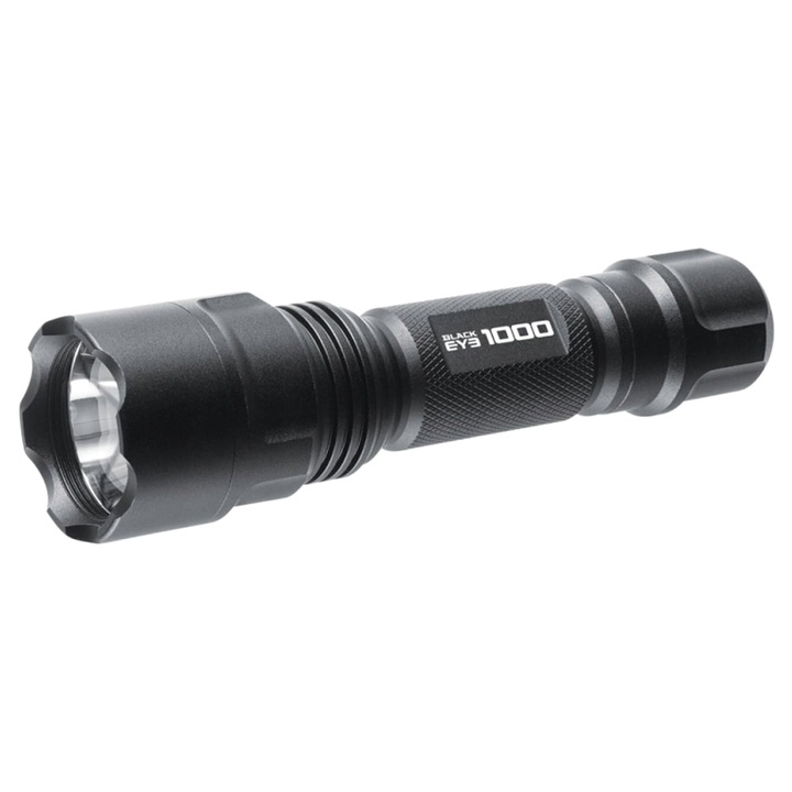 Lanterna Mactronic Black Eye, LED Osram P9, 1000 lm, rezistenta la apa IP65, negru, 136x36.5x28.5mm, set cu incarcator