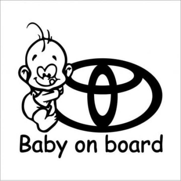 Matrica Baby On Board Toyota - 15 CM - Fekete